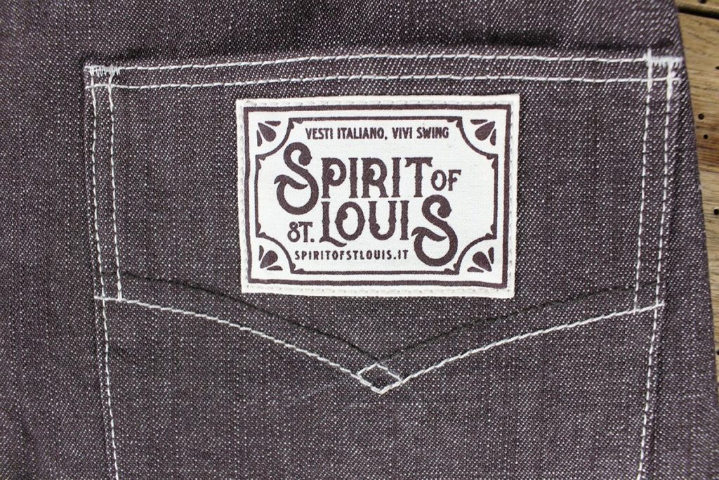 Cinquetasche denim color marrone fatto a mano in Italia da Spirit of St. Louis