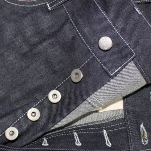 Cinquetasche (jeans anni 50) denim japan Spirit of St. Louis. Dettaglio della bottoniera.