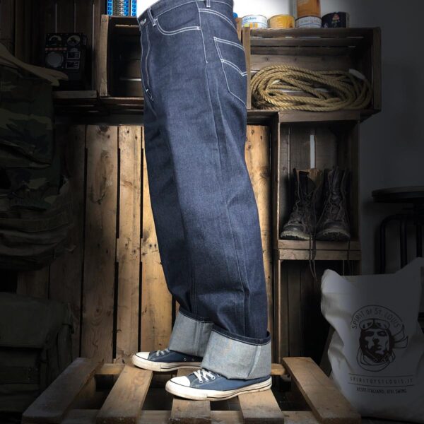 Cinque tasche blue jeans 1950s vintage fatto a mano in Italia da Spirit of St. Louis