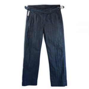 Gurkha pants con cinturino ad anelli Lindy Hop Misto Cotone nei toni del blu - gurkha trousers linen blend
