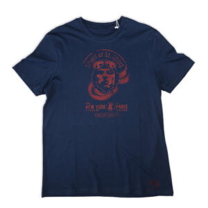 T-shirt unisex blu in cotone organico stampata a mano 1