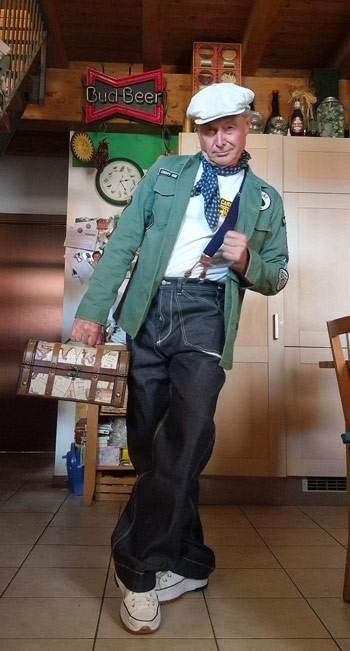 Pantaloni uomo vintage anni 20 in denim Kuroki originale - vero Made in Italy da soli sarti italiani: ICEMAN Denim 16oz. Made in Italy by Spirit of St. Louis da manifattura italiana