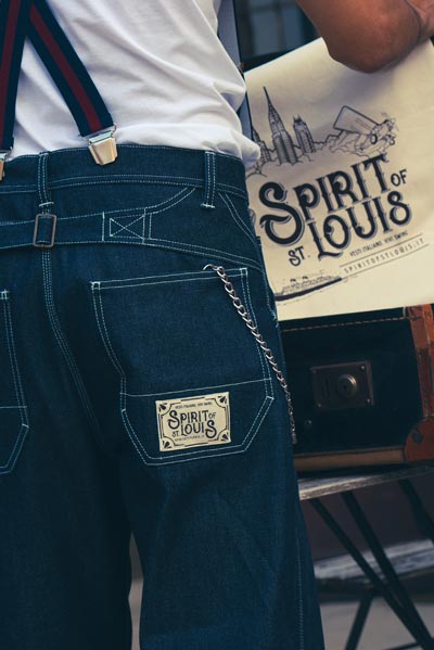 Blue jeans uomo vintage risalente al 1920, Stati Uniti - pantaloni work uomo, 100% autentico Made in Italy realizzato in denim giapponese Kuroki 16oz. by Spirit of St. Louis