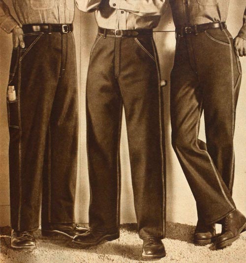 Blue jeans da lavoro con impunture in contrasto - anno 1959