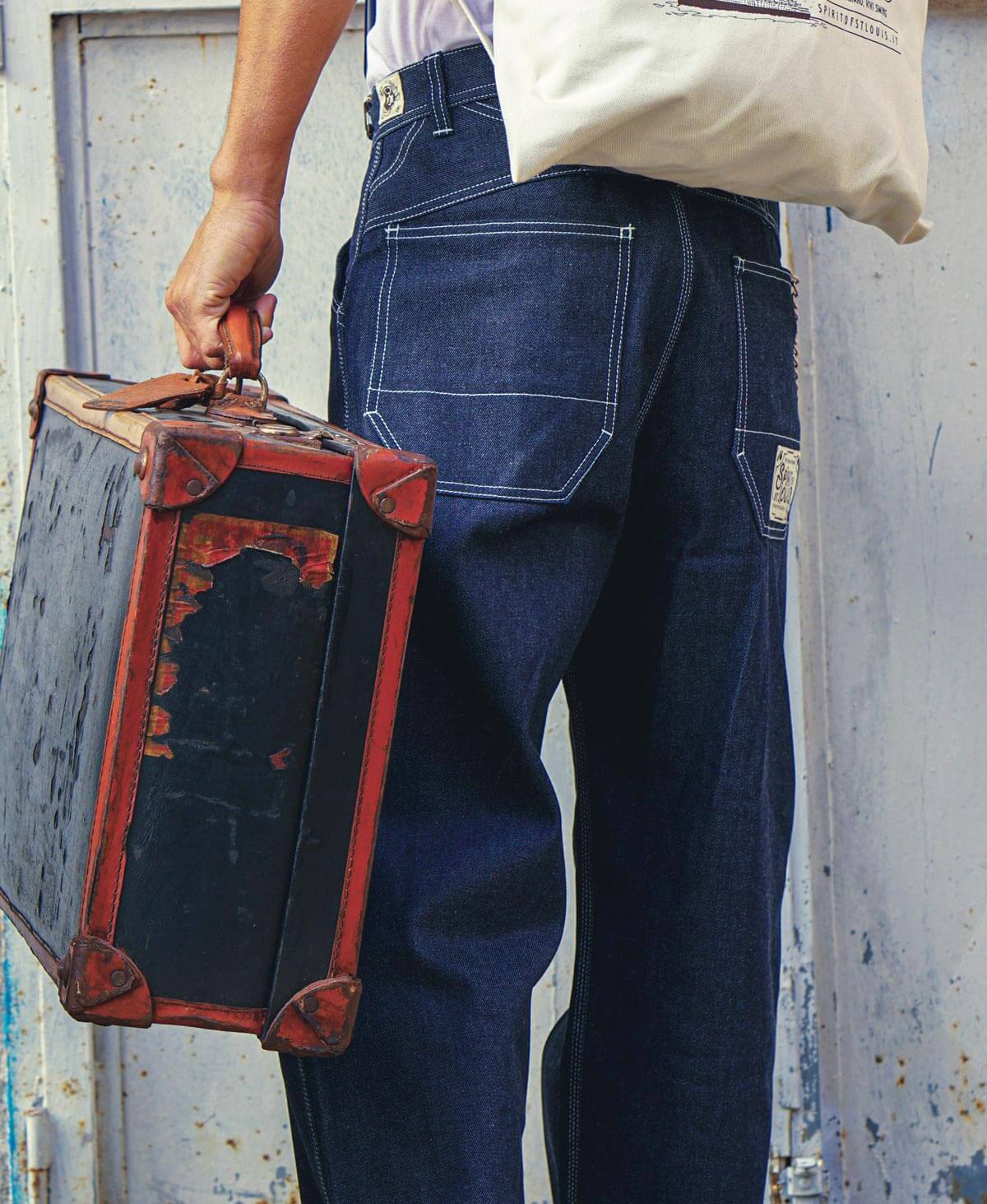Iceman Blue Jeans stile work vintage 16 oz. Spirit of St. Louis. Pantaloni da lavoro retrò