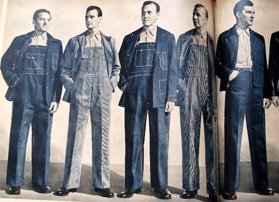 pubblicità di abbigliamento maschile workwear retrò su una rivista