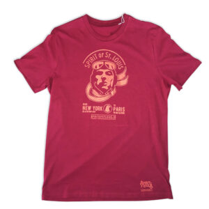 T-shirt rossa unisex in cotone organico con stampa gialla logo Spirit of St. Louis