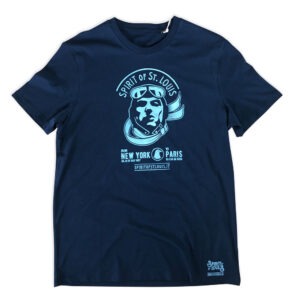T-shirt unisex blu in cotone organico con logo color ghiaccio by Spirit of St. Louis
