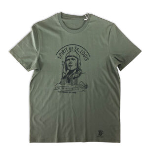 T-shirt in cotone organico verde militare stampata a mano