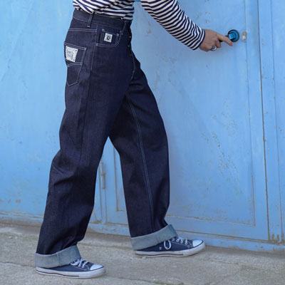 Blue jeans uomo cinque tasche vintage retrò anni cinquanta in denim giapponese 16 once - Spirit of St. Louis