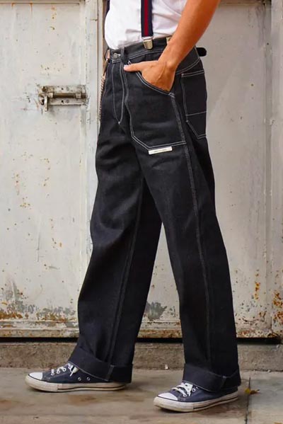 Iceman: blue jeans stile work vintage. Blue jeans uomo vintage risalente al 1920, Stati Uniti - 100% autentico Made in Italy realizzato in denim giapponese Kuroki by Spirit of St. Louis