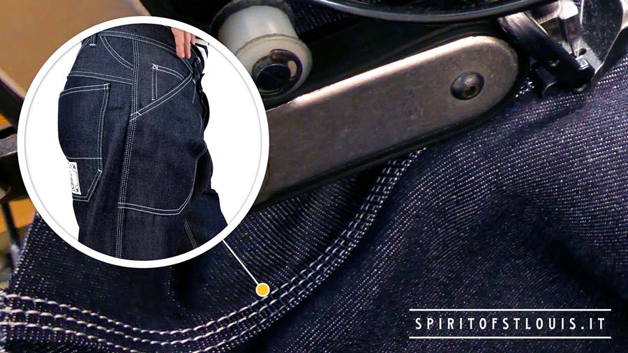 Come vengono fatti i jeans Made in Italy, il dettaglio della tripla impuntura.