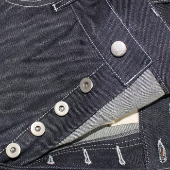 Cinquetasche (jeans anni 50) denim japan Spirit of St. Louis. Dettaglio della bottoniera.